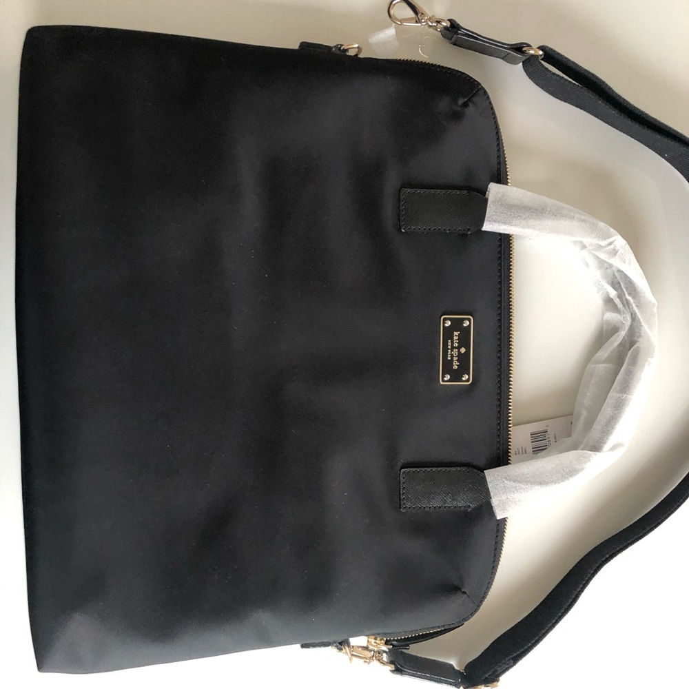 Kate Spade nylon laptop bag case black gold plate